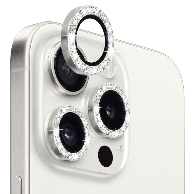 For iPhone 15 Pro / 15 Pro Max NORTHJO Camera Lens Protector Tempered Glass Bling Glitter Metal Ring Film(Silver) - free shipping - PMC TechLife - Order now!