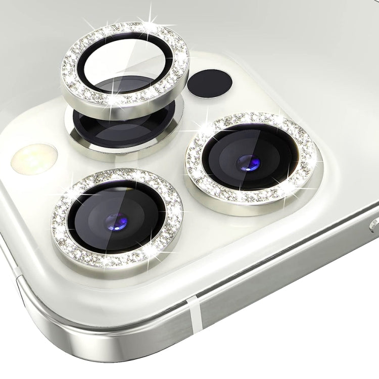 For iPhone 15 Pro / 15 Pro Max NORTHJO Camera Lens Protector Tempered Glass Bling Glitter Metal Ring Film(Silver) - free shipping - PMC TechLife - Order now!