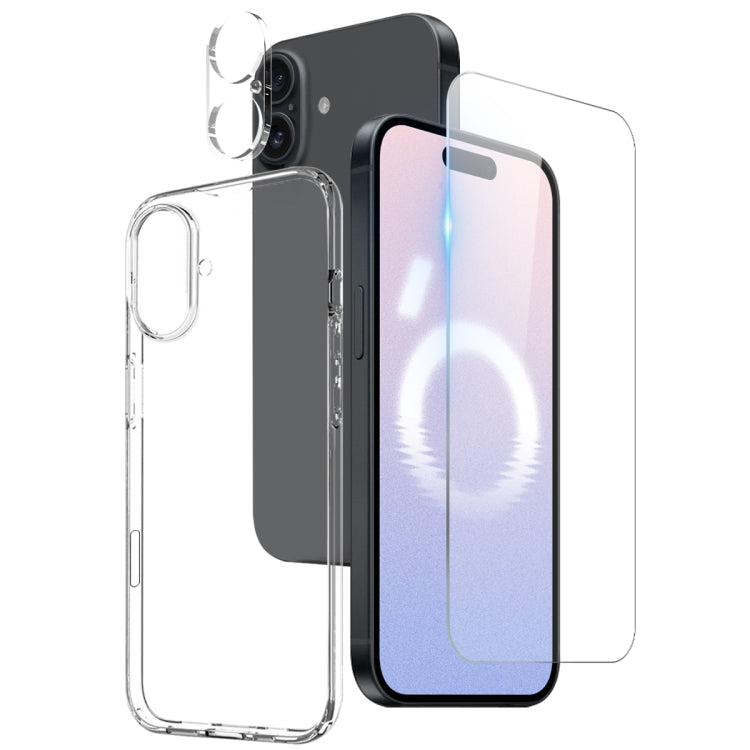 For iPhone 16 Plus NORTHJO 3 in 1 TPU Phone Case with Screen Film and Lens Film(Clear) - iPhone 16 Plus Cases by NORTHJO | Online Shopping South Africa | PMC TechLife | Buy Now Pay Later Mobicred