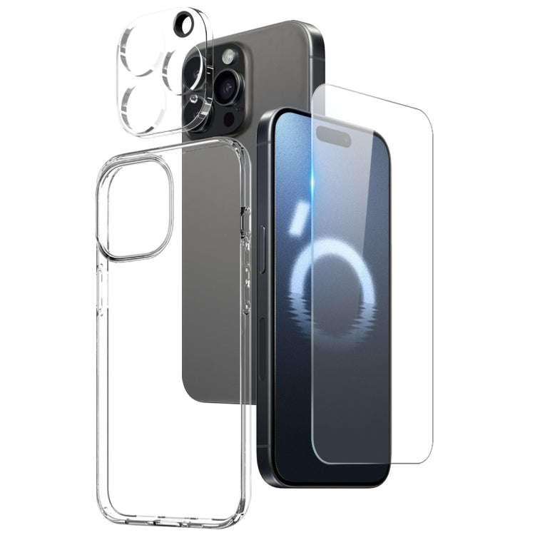 For iPhone 16 Pro Max NORTHJO 3 in 1 TPU Phone Case with Screen Film and Lens Film(Clear) - iPhone 16 Pro Max Cases by NORTHJO | Online Shopping South Africa | PMC TechLife | Buy Now Pay Later Mobicred