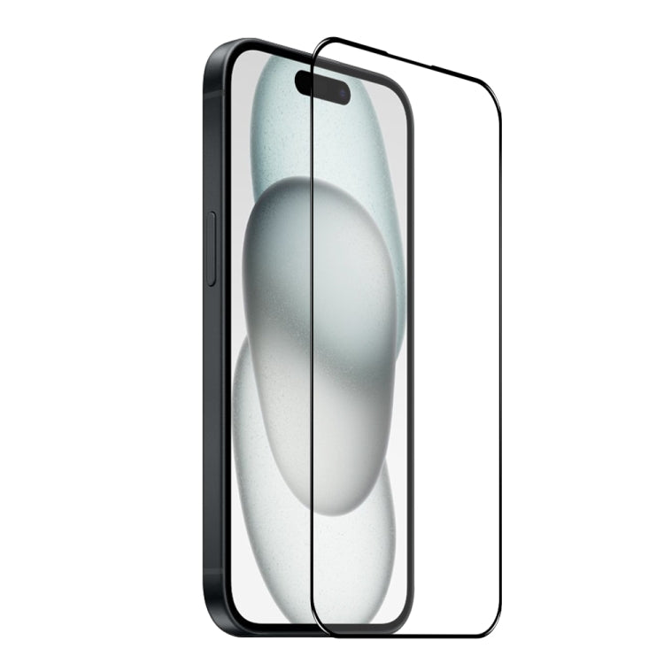 For iPhone 15 Plus NORTHJO A++ Screen Protector Full Glue Silk Printing Tempered Glass Film(Black) - free shipping - PMC Jewellery - Order now!