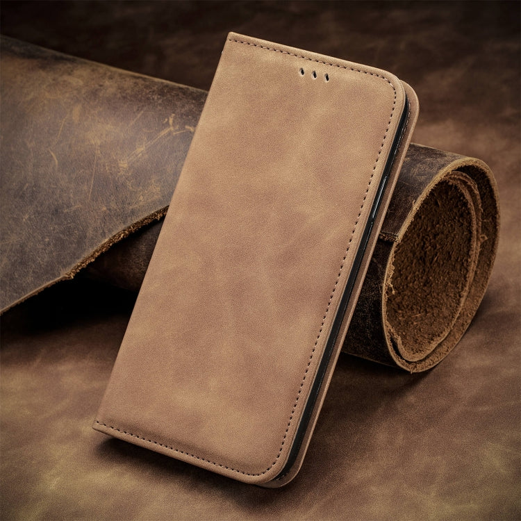 For Motorola Moto G Play 2024 Retro Skin Feel Magnetic Flip Leather Phone Case(Brown) - Motorola Cases by PMC Jewellery | Online Shopping South Africa | PMC Jewellery | Buy Now Pay Later Mobicred