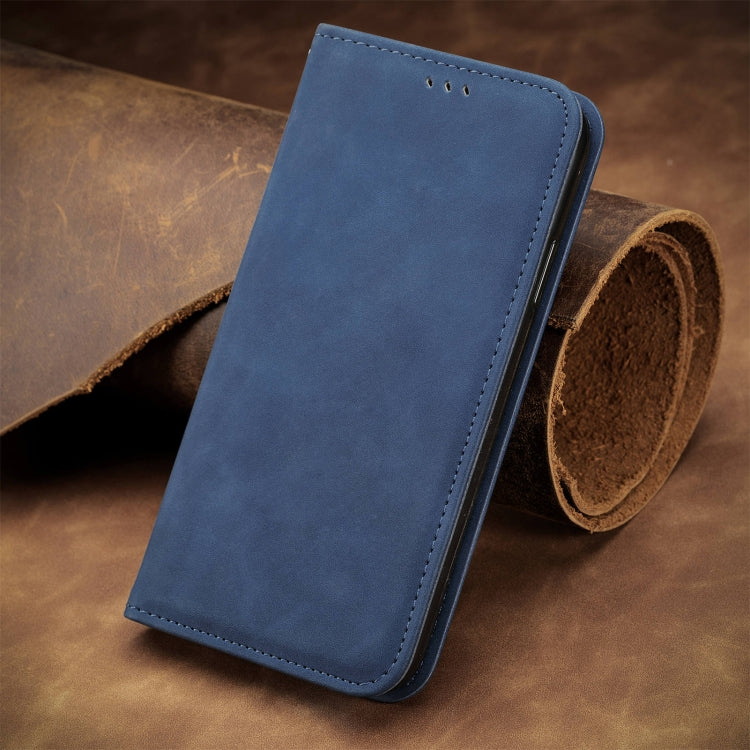 For Motorola Moto G Play 2024 Retro Skin Feel Magnetic Flip Leather Phone Case(Blue) - Motorola Cases by PMC Jewellery | Online Shopping South Africa | PMC Jewellery | Buy Now Pay Later Mobicred