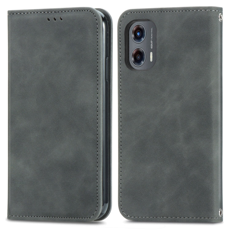 For Motorola Moto G Stylus 5G 2024 Retro Skin Feel Magnetic Flip Leather Phone Case(Grey) - free shipping - PMC Jewellery - Order now!