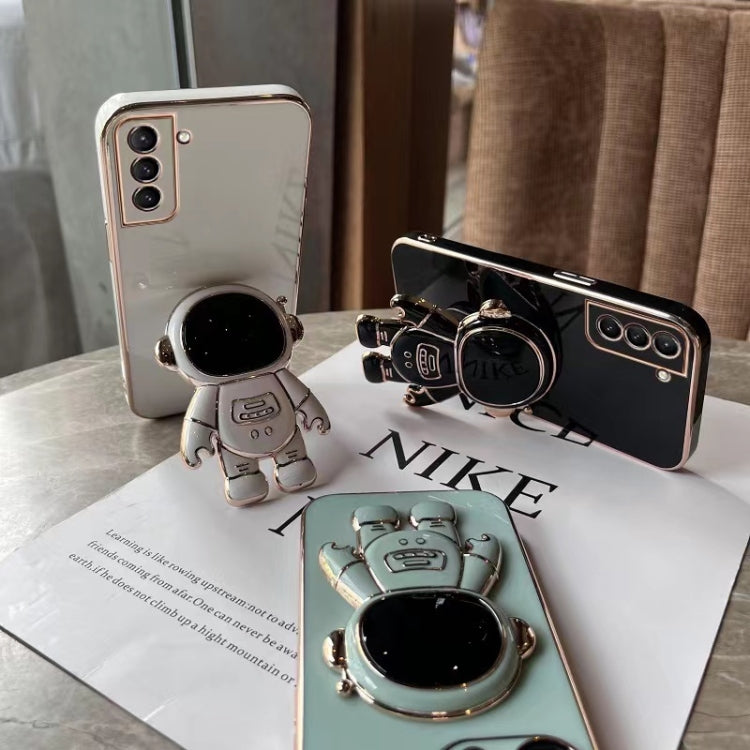 For Samsung Galaxy A34 5G Electroplating Astronaut Holder Phone Case(White) - Galaxy Phone Cases by PMC TechLife | Online Shopping South Africa | PMC TechLife