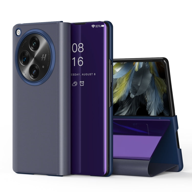 For OPPO Find N3 Plated Mirror Horizontal Flip Leather Phone Case with Holder(Purple) - Find N3 Cases by PMC TechLife | Online Shopping South Africa | PMC TechLife | Buy Now Pay Later Mobicred