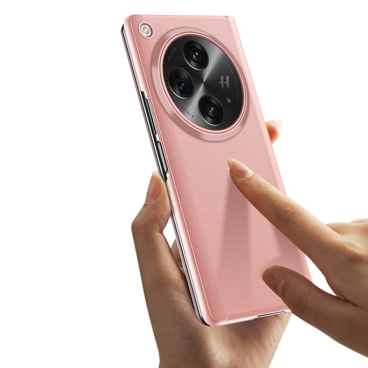 For OPPO Find N3 Plated Mirror Horizontal Flip Leather Phone Case with Holder(Purple) - Find N3 Cases by PMC TechLife | Online Shopping South Africa | PMC TechLife | Buy Now Pay Later Mobicred