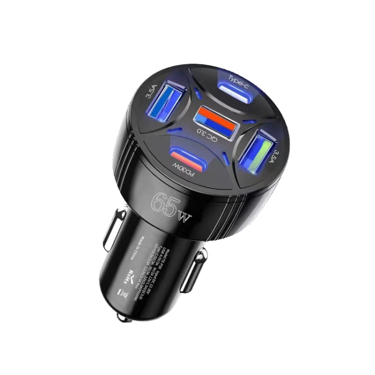 TE-P50 65W PD30W Type-C x 2 + USB x 3 Multi Port Car Charger(Black) - Car Charger by PMC TechLife | Online Shopping South Africa | PMC TechLife | Buy Now Pay Later Mobicred