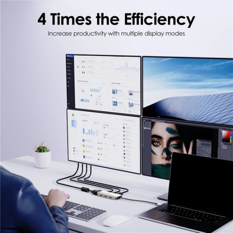 WAVLINK UMD304 Converter USB-C to Dual HD 4K 60Hz  HUB 7-in-1 Laptop Docking Station - free shipping - PMC Jewellery - Order now!