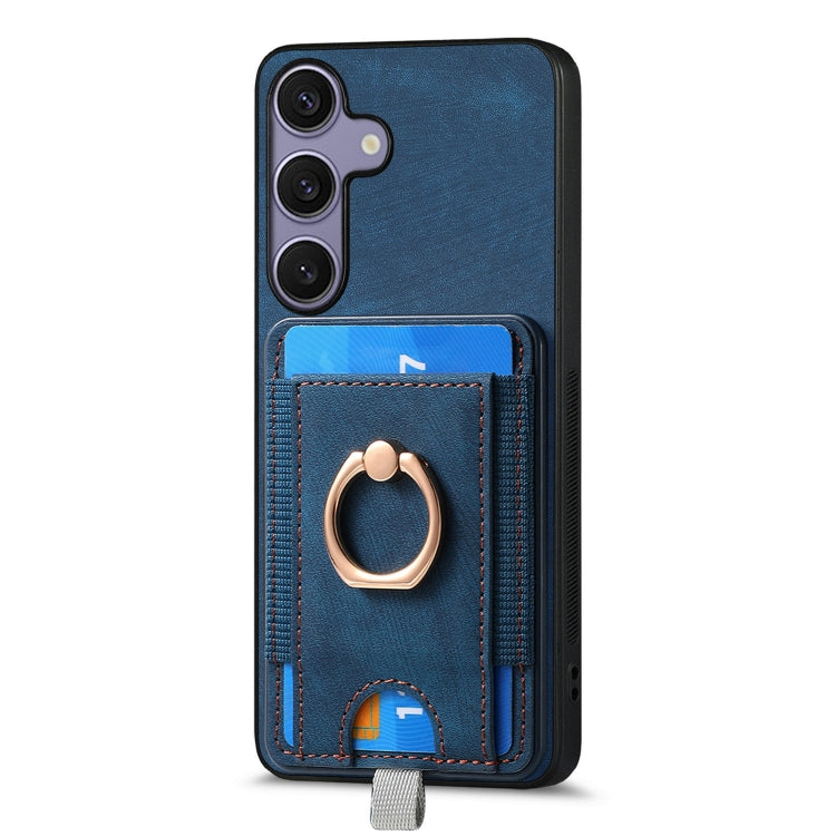 For Samsung Galaxy S25 5G Retro Splitable Magnetic Card Bag Leather Phone Case(Blue) - Galaxy Phone Cases by PMC Jewellery | Online Shopping South Africa | PMC Jewellery | Buy Now Pay Later Mobicred