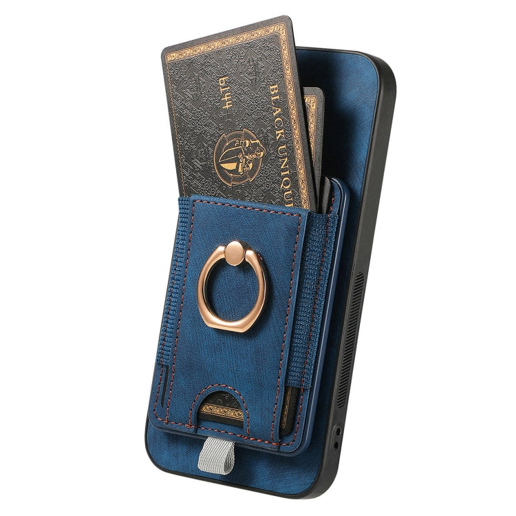 For Samsung Galaxy S25 5G Retro Splitable Magnetic Card Bag Leather Phone Case(Blue) - Galaxy Phone Cases by PMC Jewellery | Online Shopping South Africa | PMC Jewellery | Buy Now Pay Later Mobicred