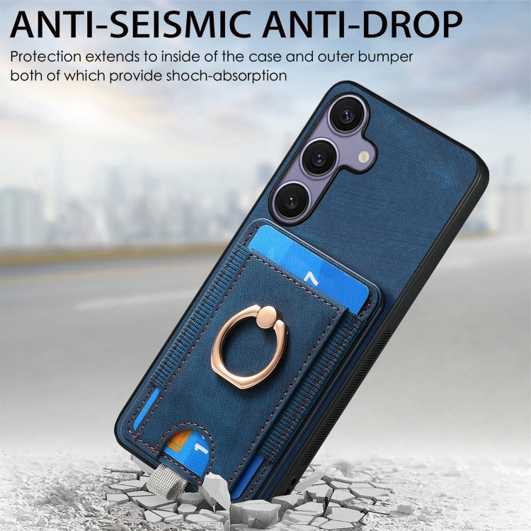 For Samsung Galaxy S25 5G Retro Splitable Magnetic Card Bag Leather Phone Case(Blue) - Galaxy Phone Cases by PMC Jewellery | Online Shopping South Africa | PMC Jewellery | Buy Now Pay Later Mobicred