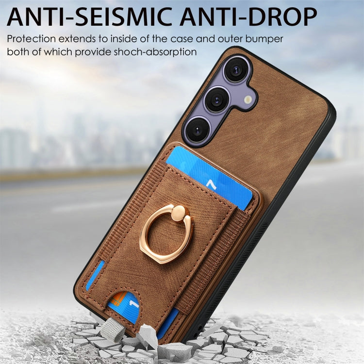 For Samsung Galaxy S25+ 5G Retro Splitable Magnetic Card Bag Leather Phone Case(Brown) - Galaxy Phone Cases by PMC Jewellery | Online Shopping South Africa | PMC Jewellery | Buy Now Pay Later Mobicred
