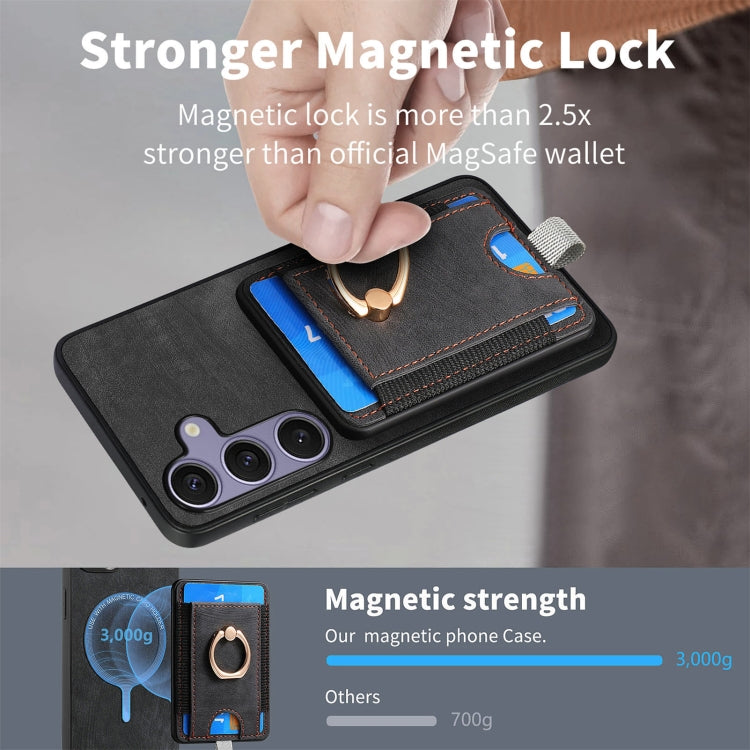 For Samsung Galaxy S25 Ultra 5G Retro Splitable Magnetic Card Bag Leather Phone Case(Black) - Galaxy Phone Cases by PMC Jewellery | Online Shopping South Africa | PMC Jewellery | Buy Now Pay Later Mobicred