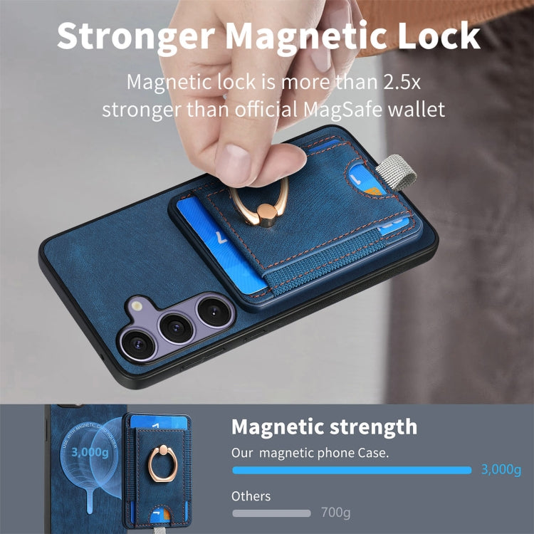 For Samsung Galaxy S25 Ultra 5G Retro Splitable Magnetic Card Bag Leather Phone Case(Blue) - Galaxy Phone Cases by PMC Jewellery | Online Shopping South Africa | PMC Jewellery | Buy Now Pay Later Mobicred