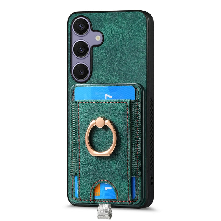 For Samsung Galaxy S25 Ultra 5G Retro Splitable Magnetic Card Bag Leather Phone Case(Green) - Galaxy Phone Cases by PMC Jewellery | Online Shopping South Africa | PMC Jewellery | Buy Now Pay Later Mobicred