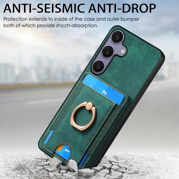 For Samsung Galaxy S25 Ultra 5G Retro Splitable Magnetic Card Bag Leather Phone Case(Green) - Galaxy Phone Cases by PMC Jewellery | Online Shopping South Africa | PMC Jewellery | Buy Now Pay Later Mobicred