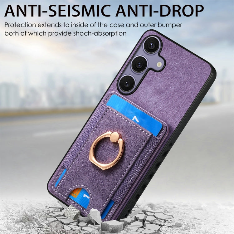 For Samsung Galaxy S25 Ultra 5G Retro Splitable Magnetic Card Bag Leather Phone Case(Purple) - Galaxy Phone Cases by PMC Jewellery | Online Shopping South Africa | PMC Jewellery | Buy Now Pay Later Mobicred