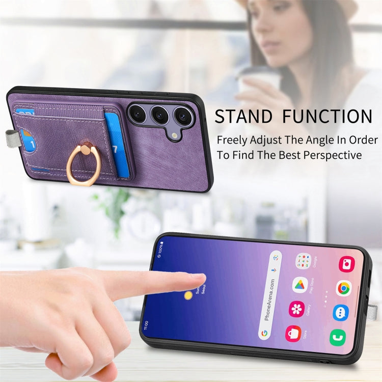 For Samsung Galaxy S25 Ultra 5G Retro Splitable Magnetic Card Bag Leather Phone Case(Purple) - Galaxy Phone Cases by PMC Jewellery | Online Shopping South Africa | PMC Jewellery | Buy Now Pay Later Mobicred