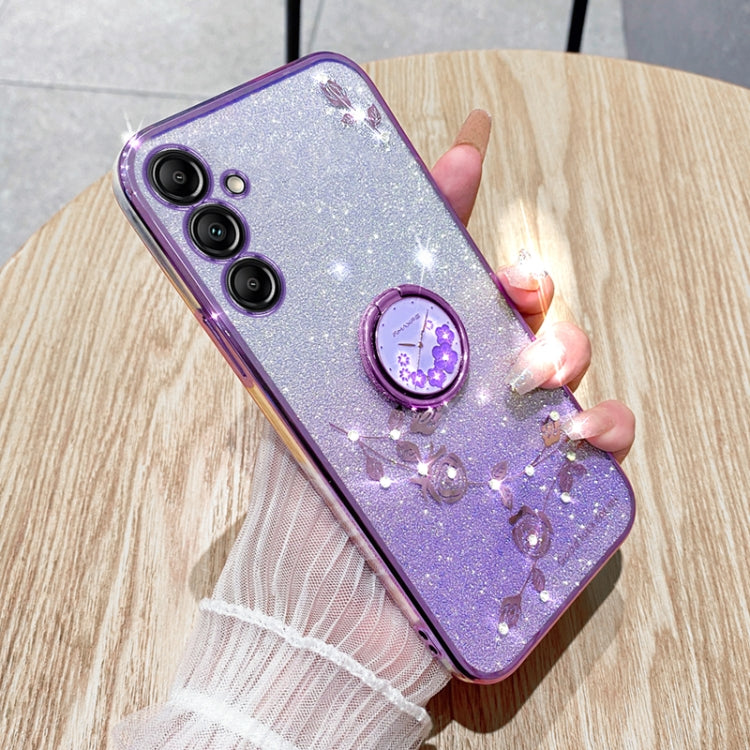 For Samsung Galaxy S25 Ultra 5G Gradient Glitter Immortal Flower Ring All-inclusive Phone Case(Purple) - free shipping - PMC Jewellery - Order now!