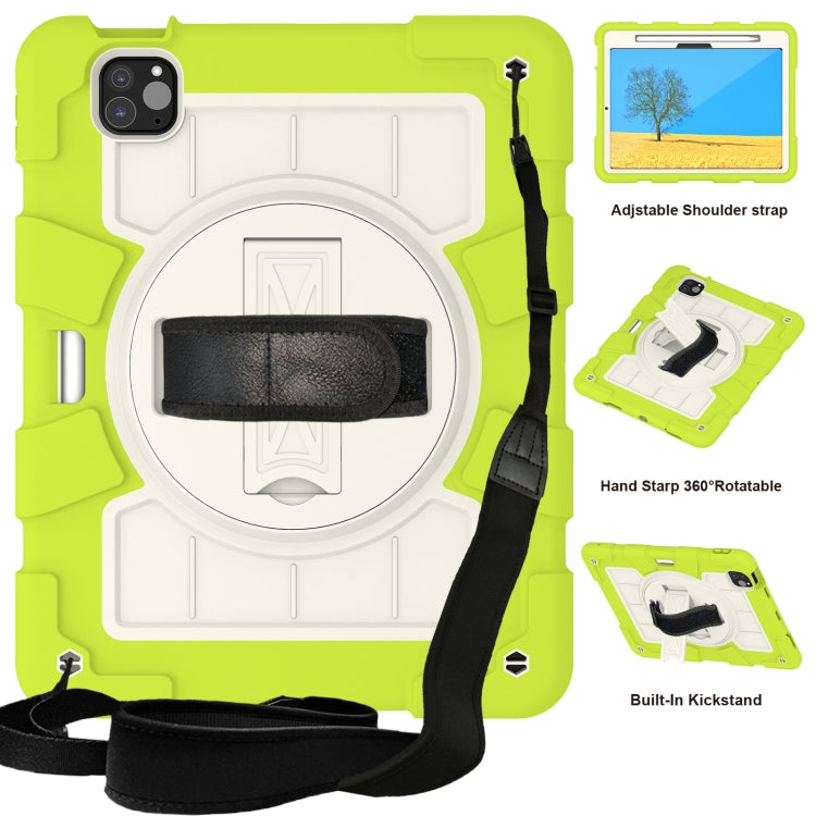 For iPad Pro 11 2024 Silicone Hybrid PC Shockproof Tablet Case with Shoulder Strap(Love Birds Green) - iPad Pro 11 2024 Cases by PMC TechLife | Online Shopping South Africa | PMC TechLife | Buy Now Pay Later Mobicred