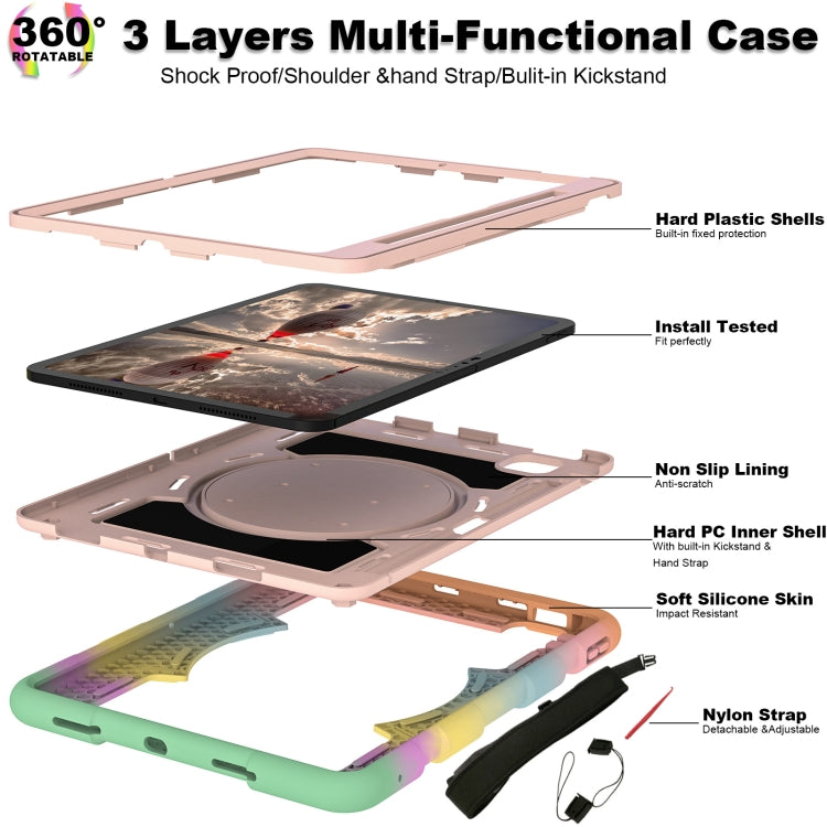 For iPad Pro 11 2024 Silicone Hybrid PC Shockproof Tablet Case with Shoulder Strap(Colorful Gold) - free shipping - PMC TechLife - Order now!