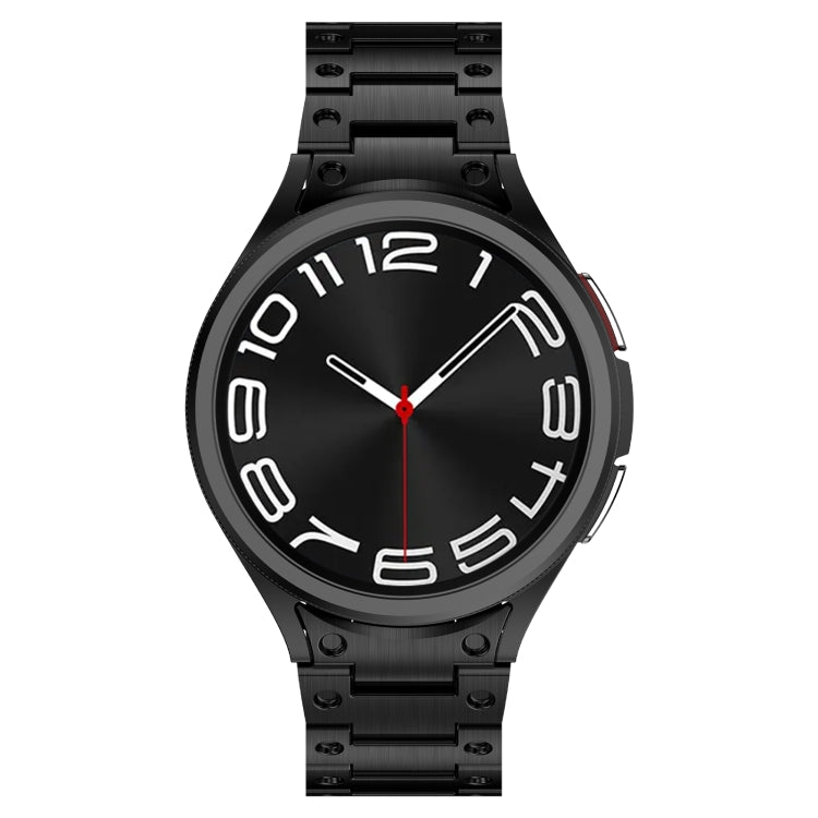For Samsung Galaxy Watch 6 40 / 44mm Dual Circle Curved Connection Stainless Steel Watch Band(Black) - Watch Bands by PMC TechLife | Online Shopping South Africa | PMC TechLife