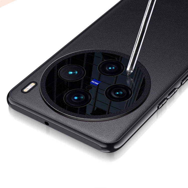 For vivo X100 Pro Plain-leather All-inclusive Shockproof Phone Case(White) - vivo Cases by PMC TechLife | Online Shopping South Africa | PMC TechLife | Buy Now Pay Later Mobicred