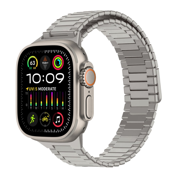 For Apple Watch Ultra 2 49mm Bamboo Magnetic Stainless Steel Metal Watch Strap(Titanium Color) - Watch Bands by PMC TechLife | Online Shopping South Africa | PMC TechLife