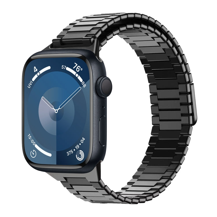 For Apple Watch Series 9 45mm Bamboo Magnetic Stainless Steel Metal Watch Strap(Black) - Watch Bands by PMC TechLife | Online Shopping South Africa | PMC TechLife