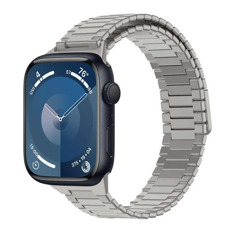 For Apple Watch Series 9 45mm Bamboo Magnetic Stainless Steel Metal Watch Strap(Titanium Color) - Watch Bands by PMC TechLife | Online Shopping South Africa | PMC TechLife