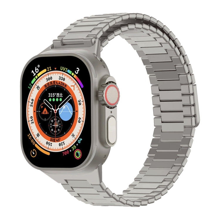 For Apple Watch Ultra 49mm  Bamboo Magnetic Stainless Steel Metal Watch Strap(Titanium Color) - free shipping - PMC TechLife - Order now!