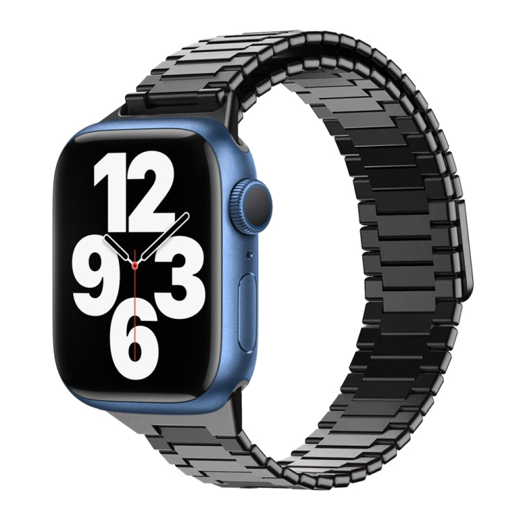For Apple Watch Series 7 45mm Bamboo Magnetic Stainless Steel Metal Watch Strap(Black) - Watch Bands by PMC TechLife | Online Shopping South Africa | PMC TechLife