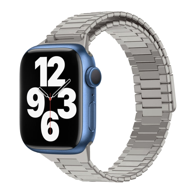 For Apple Watch Series 7 45mm Bamboo Magnetic Stainless Steel Metal Watch Strap(Titanium Color) - Watch Bands by PMC TechLife | Online Shopping South Africa | PMC TechLife
