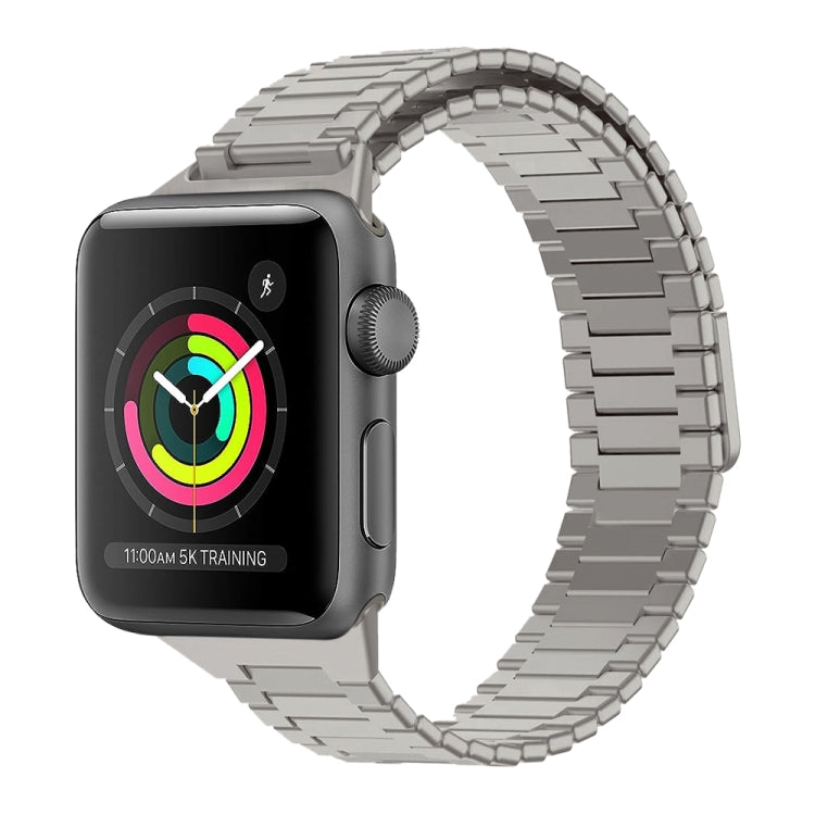 For Apple Watch Series 3 42mm Bamboo Magnetic Stainless Steel Metal Watch Strap(Titanium Color) - Watch Bands by PMC TechLife | Online Shopping South Africa | PMC TechLife