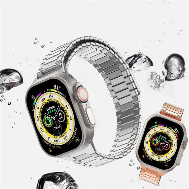 For Apple Watch Series 7 41mm Bamboo Magnetic Stainless Steel Metal Watch Strap(Rose Gold) - Watch Bands by PMC TechLife | Online Shopping South Africa | PMC TechLife