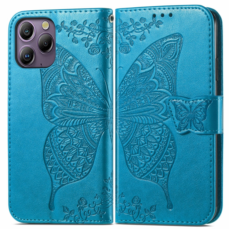 For Blackview A96 Butterfly Love Flower Embossed Leather Phone Case(Blue) - More Brand by PMC TechLife | Online Shopping South Africa | PMC TechLife