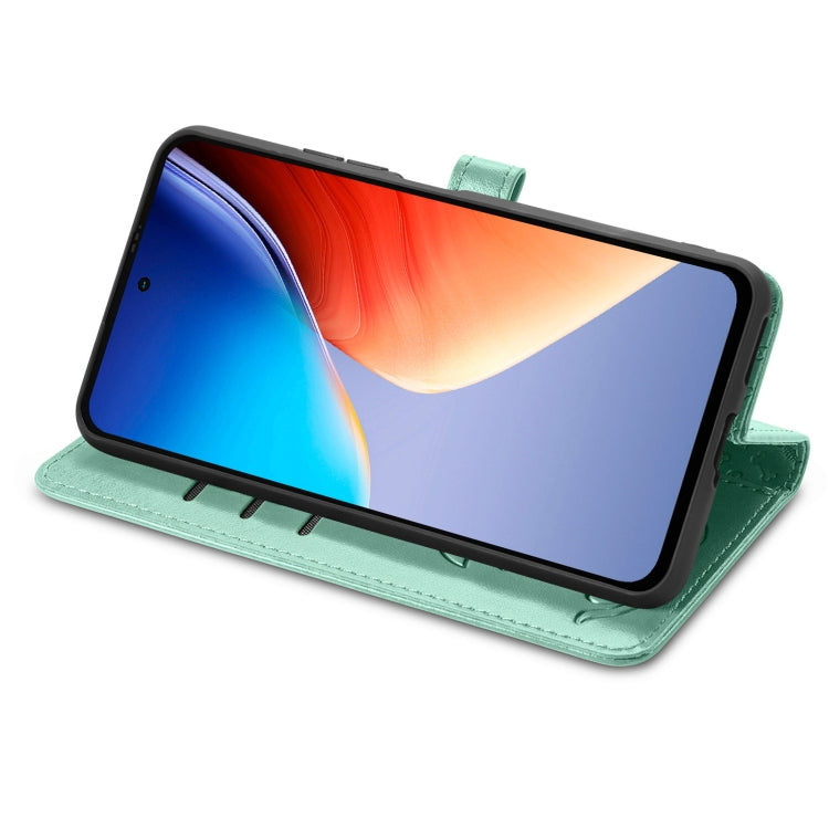 For Blackview A96 Cat and Dog Embossed Leather Phone Case(Green) - More Brand by PMC TechLife | Online Shopping South Africa | PMC TechLife