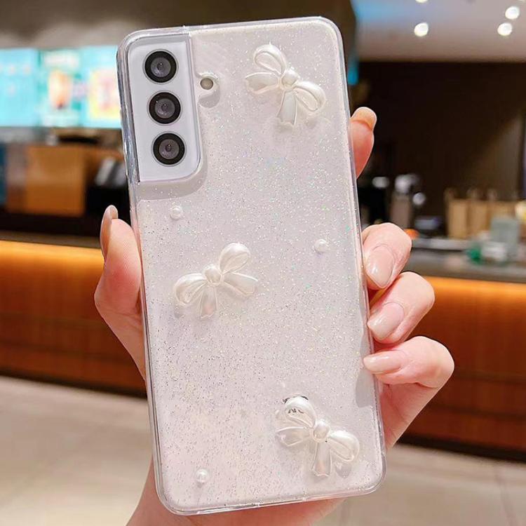 For Samsung Galaxy S25 5G Pearl Bow Glitter Epoxy TPU Phone Case(Three Knots) - Galaxy S25 5G Cases by PMC TechLife | Online Shopping South Africa | PMC TechLife | Buy Now Pay Later Mobicred