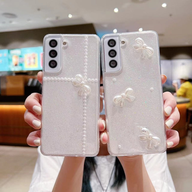 For Samsung Galaxy S25 Ultra 5G Pearl Bow Glitter Epoxy TPU Phone Case(Three Knots) - Galaxy S25 Ultra 5G Cases by PMC TechLife | Online Shopping South Africa | PMC TechLife | Buy Now Pay Later Mobicred