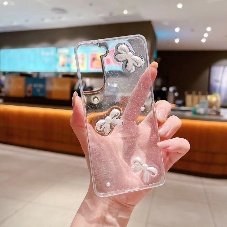 For Samsung Galaxy S25 5G Pearl Bow Glitter Epoxy TPU Phone Case(Three Knots) - Galaxy S25 5G Cases by PMC TechLife | Online Shopping South Africa | PMC TechLife | Buy Now Pay Later Mobicred