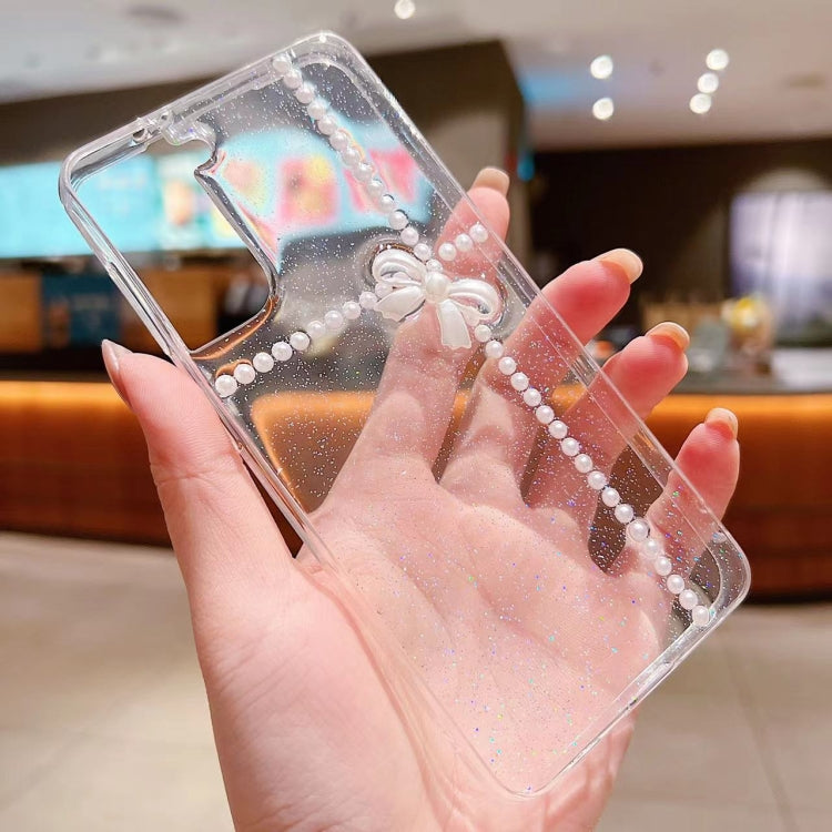 For Samsung Galaxy S25 5G Pearl Bow Glitter Epoxy TPU Phone Case(Three Knots) - Galaxy S25 5G Cases by PMC TechLife | Online Shopping South Africa | PMC TechLife | Buy Now Pay Later Mobicred