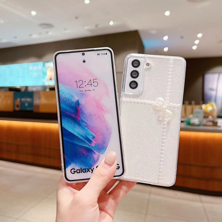 For Samsung Galaxy S25 Ultra 5G Pearl Bow Glitter Epoxy TPU Phone Case(Three Knots) - Galaxy S25 Ultra 5G Cases by PMC TechLife | Online Shopping South Africa | PMC TechLife | Buy Now Pay Later Mobicred