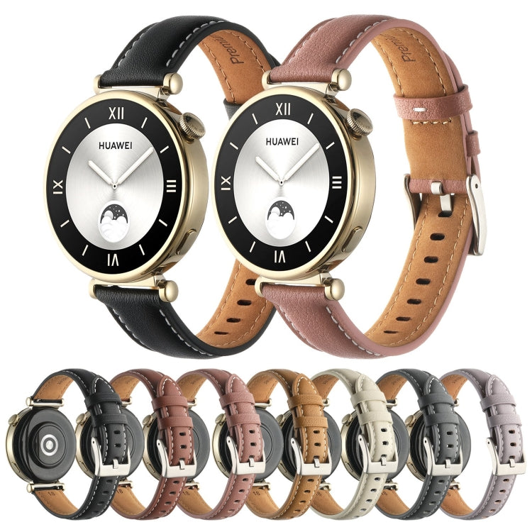 For Huawei Watch GT4 41mm 18mm Thread Pin Buckle Leather Watch Band(Light Brown) - Watch Bands by PMC TechLife | Online Shopping South Africa | PMC TechLife