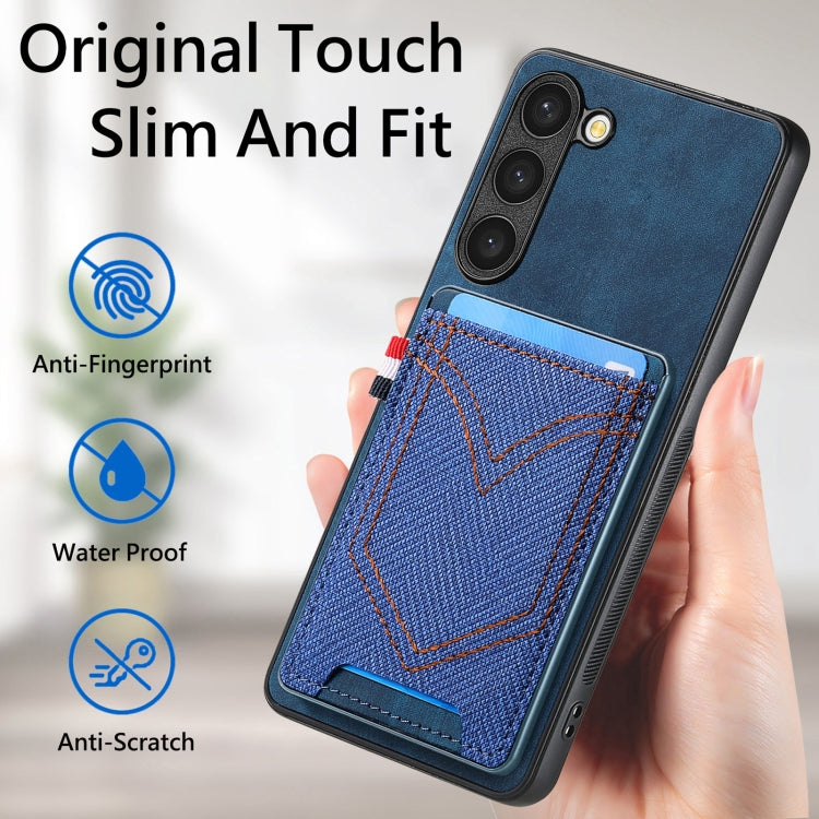 For Samsung Galaxy S25 5G Denim Texture Leather Skin Phone Case with Card Slot(Blue) - Galaxy S25 5G Cases by PMC Jewellery | Online Shopping South Africa | PMC Jewellery | Buy Now Pay Later Mobicred