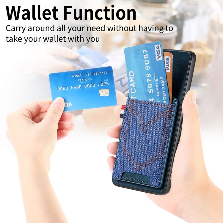 For Samsung Galaxy S25 5G Denim Texture Leather Skin Phone Case with Card Slot(Blue) - Galaxy S25 5G Cases by PMC Jewellery | Online Shopping South Africa | PMC Jewellery | Buy Now Pay Later Mobicred