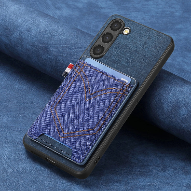 For Samsung Galaxy S25 5G Denim Texture Leather Skin Phone Case with Card Slot(Blue) - Galaxy S25 5G Cases by PMC Jewellery | Online Shopping South Africa | PMC Jewellery | Buy Now Pay Later Mobicred