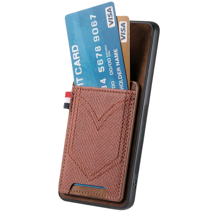 For Samsung Galaxy S25 5G Denim Texture Leather Skin Phone Case with Card Slot(Brown) - Galaxy S25 5G Cases by PMC Jewellery | Online Shopping South Africa | PMC Jewellery | Buy Now Pay Later Mobicred
