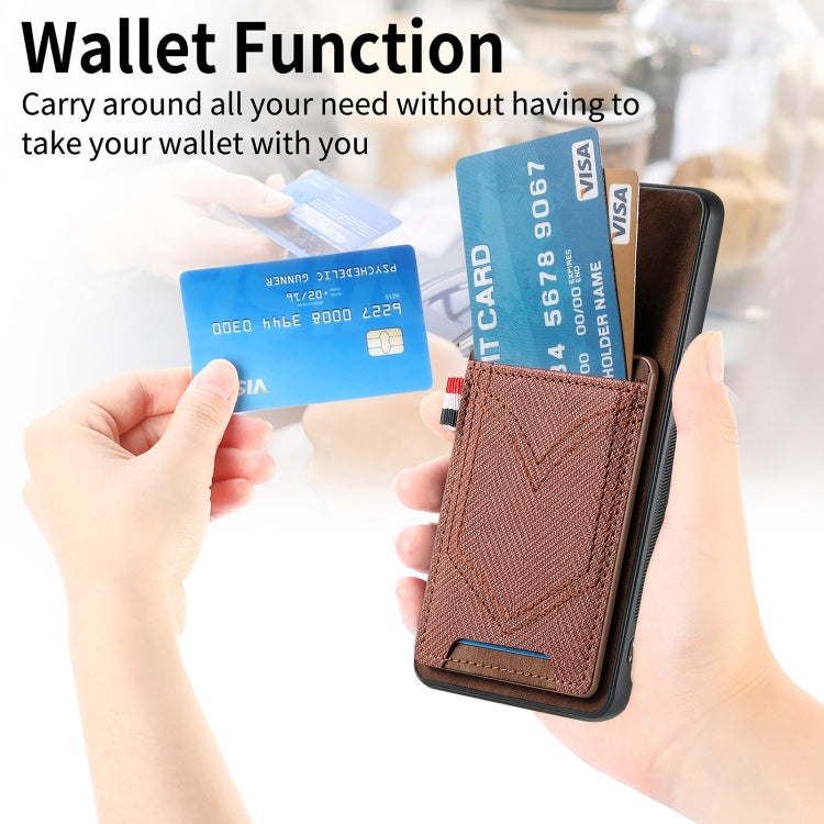 For Samsung Galaxy S25 5G Denim Texture Leather Skin Phone Case with Card Slot(Brown) - Galaxy S25 5G Cases by PMC Jewellery | Online Shopping South Africa | PMC Jewellery | Buy Now Pay Later Mobicred