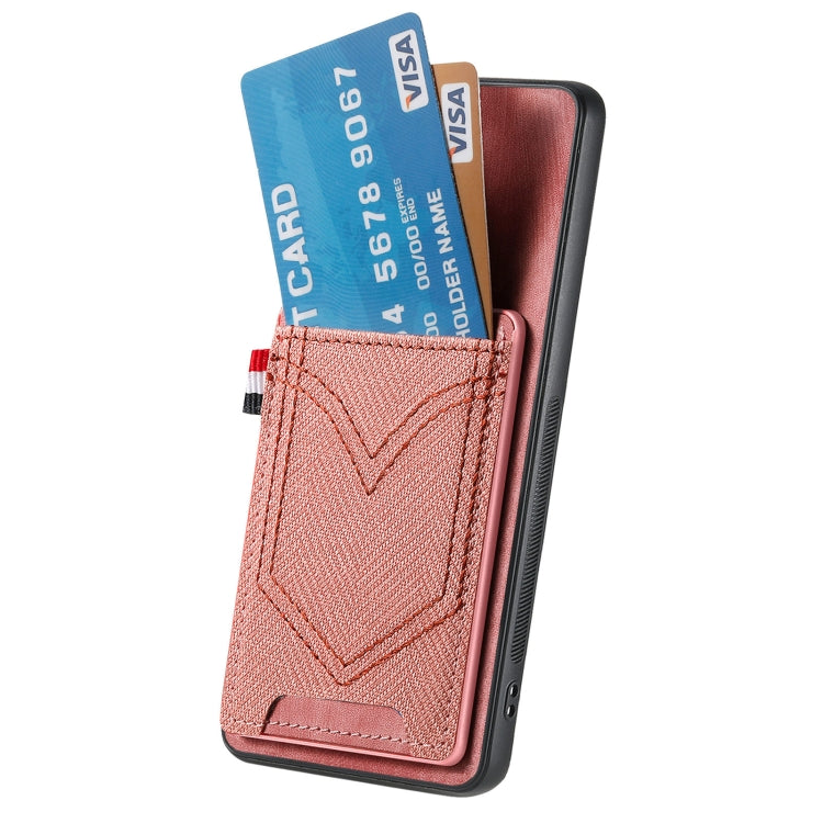 For Samsung Galaxy S25 5G Denim Texture Leather Skin Phone Case with Card Slot(Pink) - Galaxy S25 5G Cases by PMC Jewellery | Online Shopping South Africa | PMC Jewellery | Buy Now Pay Later Mobicred